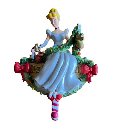 RARE Disney CINDERELLA XMAS Stocking Holder Hanger JAQ & GUS Garland 44352