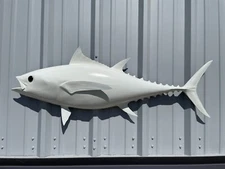 48" Bluefin Tuna Gloss White Half Mount Fish Replica - Quick Production