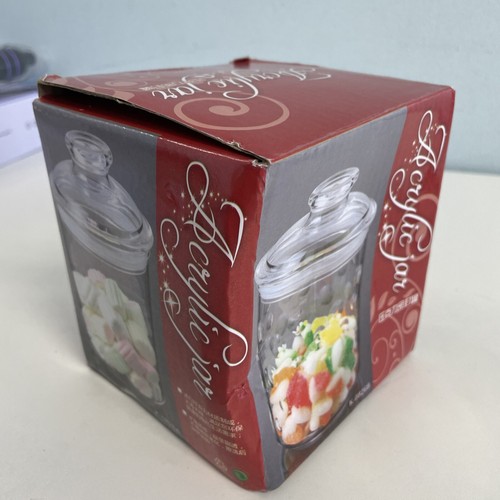 Acrylic Jar NEW in dented box Lid K-0826B Size: 3x3.75 (w/o lid) - Afbeelding 17 van 17