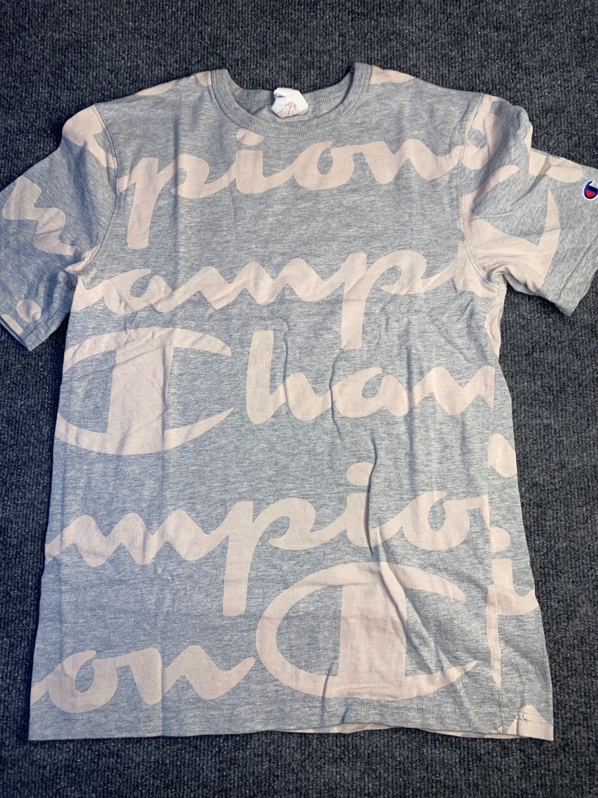 T shirt Champion Heritage uomo piccola grigia abbigliamento sportivo girocollo logo pony