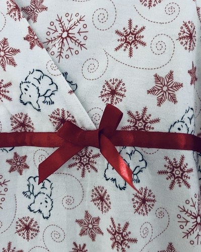 American Girl Flannel Sleepwear Holiday Nightgown Snowflakes Dogs Sz Large 14/16 - Picture 2 of 8