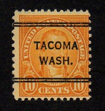 USA, SCOTT # 642, PRECANCEL TACOMA WASHINGTON, JAMES MONROE 1927, GOOD CONDITION