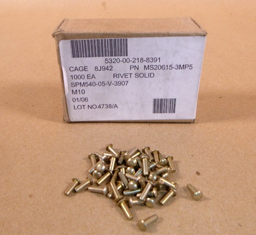 Ms20615 Form.pdf MS20615-3MP5 Aircraft Monel Solid Rivets (1 Lb. Box) 5320-00-218-8391 ...