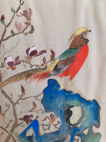 ANTIQUE JAPANESE WATERCOLOR PAINTING ON SILK. SIGNED /SEALED. 19TH C. - Picture 5 of 7
