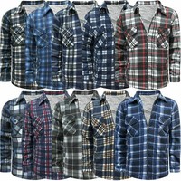 MEN PADDED SHIRTS SHERPA FUR LINED CHECK LUMBER JACK WARM JACKETS