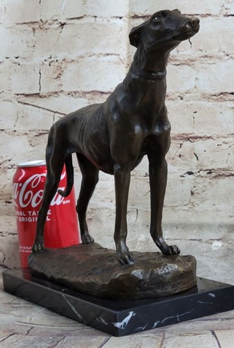 LARGE RARE bronze brass Greyhound Whippet Dog statue unique vintage sculpture - Picture 2 of 10