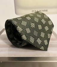 Geoffrey Beene 100% Silk Geometric Green Tie Made in USA