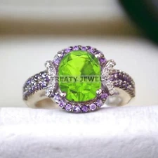 Peridot Oval Cut Gemstone With 925 Sterling Silver Ring For Men's #A469
