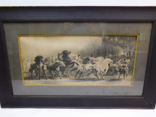 Antique B&W "The Horse Fair" 19th Century Litho Art Print Rosa Bonheur 24 x 15 - Picture 9 of 19