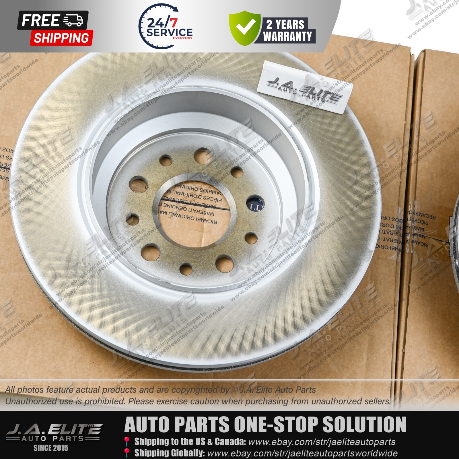 2pcs Rear Brake Rotor Without Holes fit Maserati Ghibli Quattroporte, 670030934