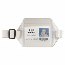 Advantus Heavy-Duty Horizontal Arm Badge Holder, 3 3/4 x 2 3/4, Clear/White