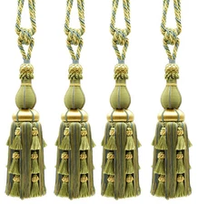 DÉCOPRO Large Elegant Tassel Tieback, Color# LX04 - Seaside Green [Set of 4]