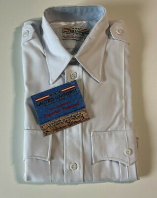  Men's United Uniform White Button Down Collared Long Sleeve Shirt Size M 15/34
