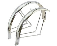 ALTA Chrome 26" Bicycle FLARED ADJUSTABLE BALLOON FENDER SET 80mm Wide Full Set