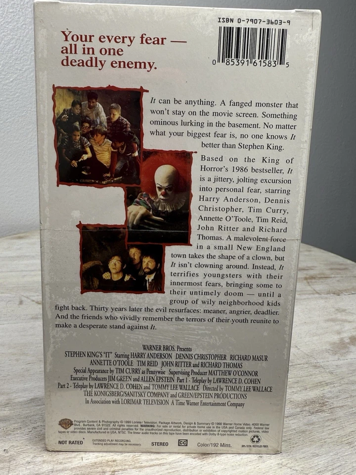 It (VHS/EP, 1998, 1-VHS) Original HORROR Classic Pennywise The Clown - Image 2 of 4