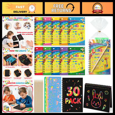 30 Pack Rainbow Scratch Art Notebooks - Kids' Easter & Birthday Party Favors