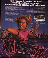 Panasonic Vintage Magazine Ad 1980s XBS Boombox Stereo Dark Blue Pink Retro