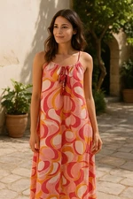 Rachel Zoe Maxi Dress Womens M Multi Linen Cover Up Vacation Pschedelic