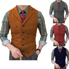Herringbone Men's Vest Waistcoat for Wedding Tuxedo Prom Formal Business Vest