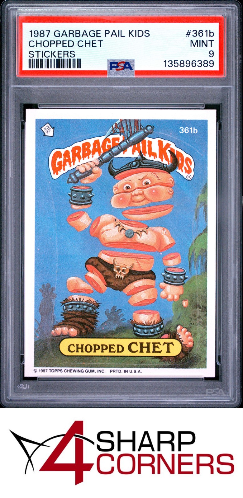 1987 GARBAGE PAIL KIDS STICKERS #361b CHOPPED CHET SERIES 9 PSA 9