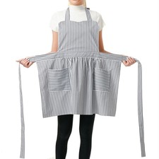 Cotton Chef Aprons Soft Stripe Pockets Kitchen Cooking Baking Gardening Craft