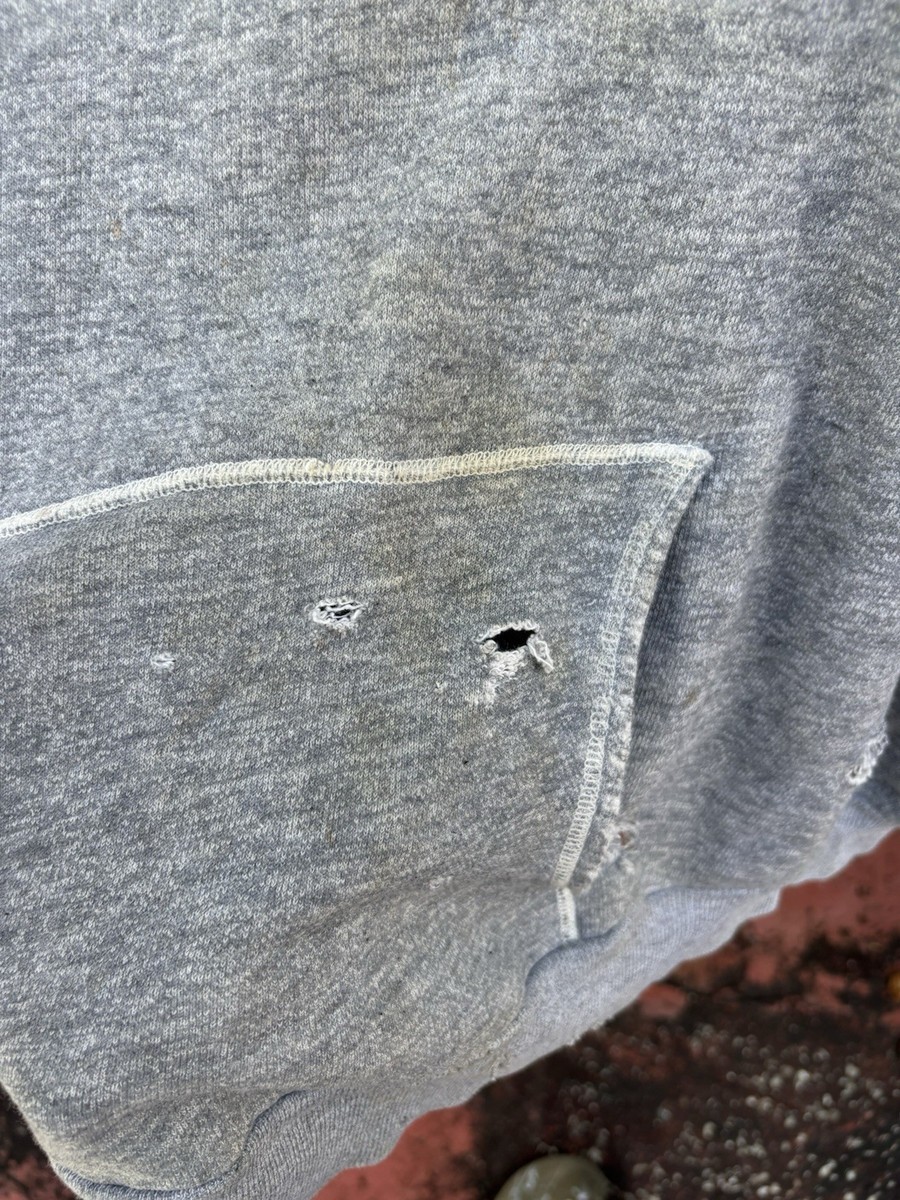 Vintage 1960s Big Murph Grey Hoodie Distressed Worn Perfect Boxy 25x25 Chopped View 2