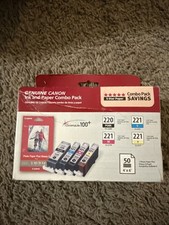 Canon PGI-220BK Black  CLI-221 Color Ink Cartridges  Photo Paper