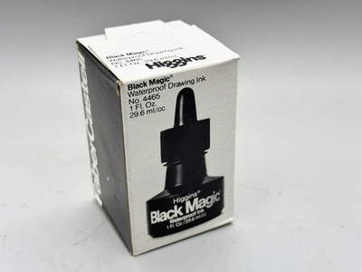 HIGGINS BLACK MAGIC WATERPROOF DRAWING INK NO 4465 1 FL OZ 29.6ML BOXED ARTISTS