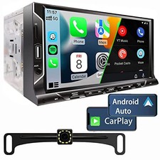 Double Din 7 Inch Touchscreen Car Stereo with CarPlay, Android Auto, Bluetooth
