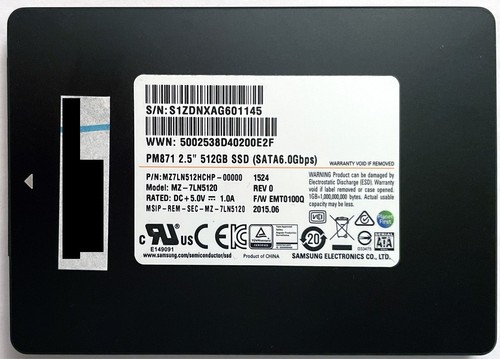 512GB Samsung PM871 2.5" SATA III SSD (MZ7LN512HCHP) | aus Laptop | SMART 👍