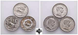 REGNO D'ITALIA 1 lira 1917 LOTTO 3x monete ARGENTO Vittorio Emanuele III