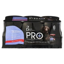 6 Pack Pro+ Beef & Chicken Recipe Wet Dog Food for Performance, 12.5 oz Cans 3.92 per gallon