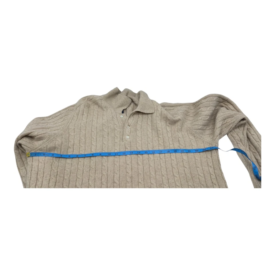 Suéter Allen Solly Hombres XL Beige Cachemira Carrera Preppy Cable Tejido Abuelo Núcleo  Foto 4 de 4