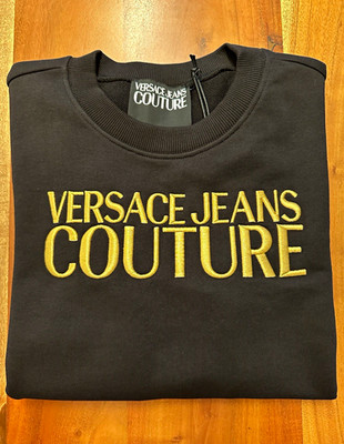 Versace Jeans Couture Damen Pullover schwarz/gold Logo-Stickerei Gr. L