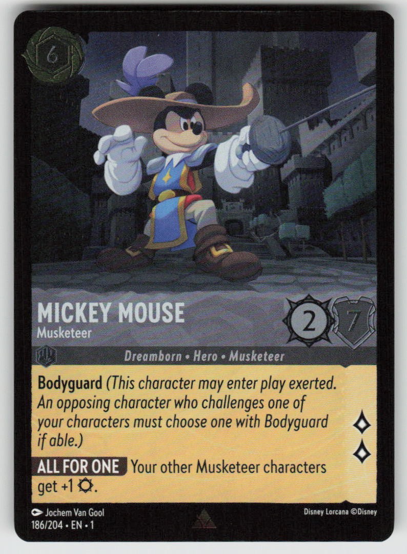 Mickey Mouse - Musketeer Cold Foil R The First Chapter 186/204 Lorcana TCG NM