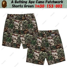 A Bathing Ape Camo Patchwork Shorts Green 1m30-153-002