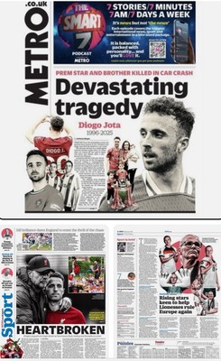 Diogo Jota RIP Death Klopp Yungblud Lionesses Djokovic Metro Zeitung 2025