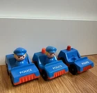 Vintage Fisher Price Little People 3 Blue Police Cars 2 Policewomen 1970 - 1980