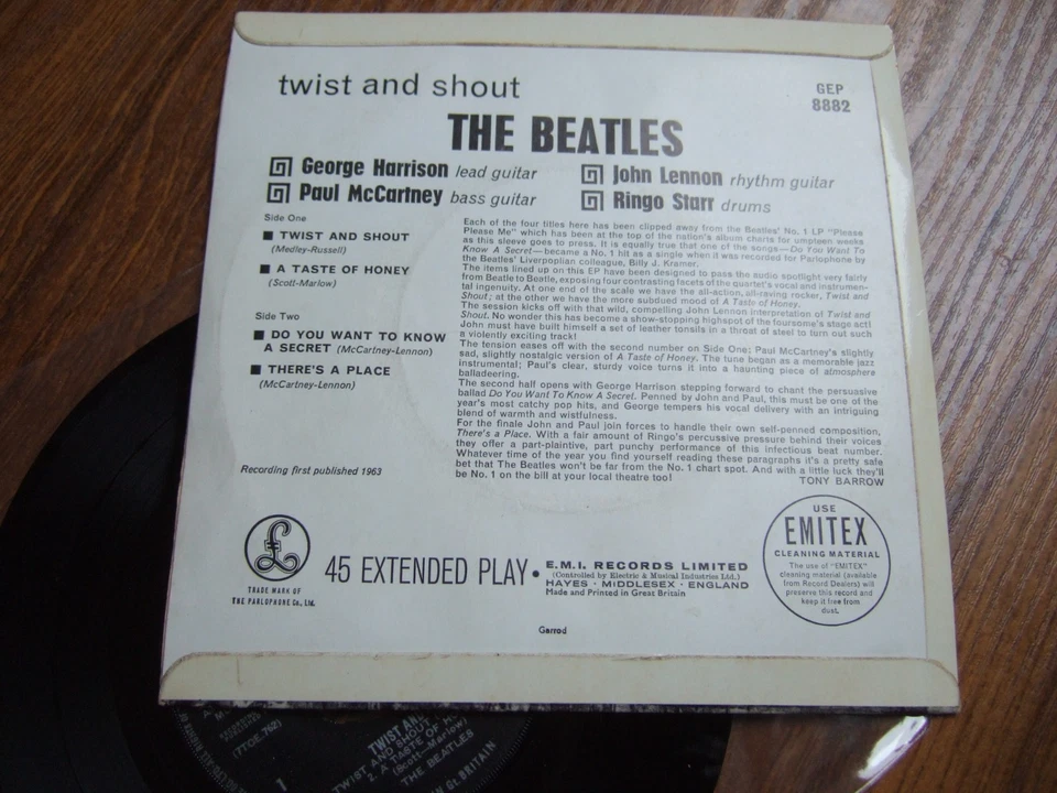 THE BEATLES - TWIST AND SHOUT - 7" EP 2N/1N PARLOPHONE GEP 8882 / 1963 EX/ EX+ - Image 4 of 4