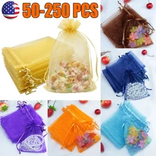 250x Organza Bags Drawstring Mesh Bags Drawstring, Gift Bag 4*6 in For Wedding