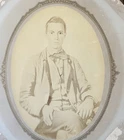 Antique Victorian Milk Glass Photograph Young Man Portrait c1870s Opalotype EYES