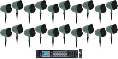 (20) JBL GSF6-GN 6.5'' Landscape Ground Stake/Wall 70v Commercial Speakers+Amp
