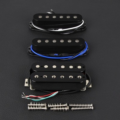 FLEOR Alnico 5 Single Coil &Humbucker Pickup 8-9K Black Set fit SSH  ST Guitar