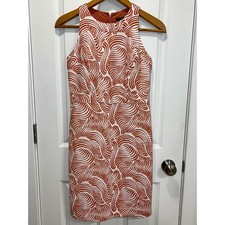 NWT Ann Taylor Dress Womens 0T Orange White Sleeveless Career Party