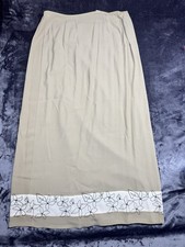 Women s Josephine Chaus Sport Floral Embroidered Maxi Skirt Beige Size L