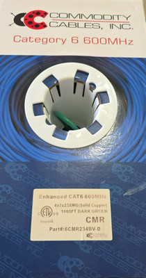 Commodity Cables 6CMR234BV 23/4P CAT6 UTP 600MHz Networking Cable Blue 1000ft