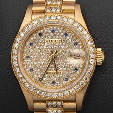 Des Präsidenten Rolex Datejust 69178 18K Golduhr 26mm Saphir Diamant Dial, 4ct