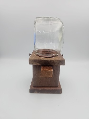 Wooden NUTS Peanut Dispenser Glass Globe Candy Machine Jar Vintage (READ) - Picture 5 of 6