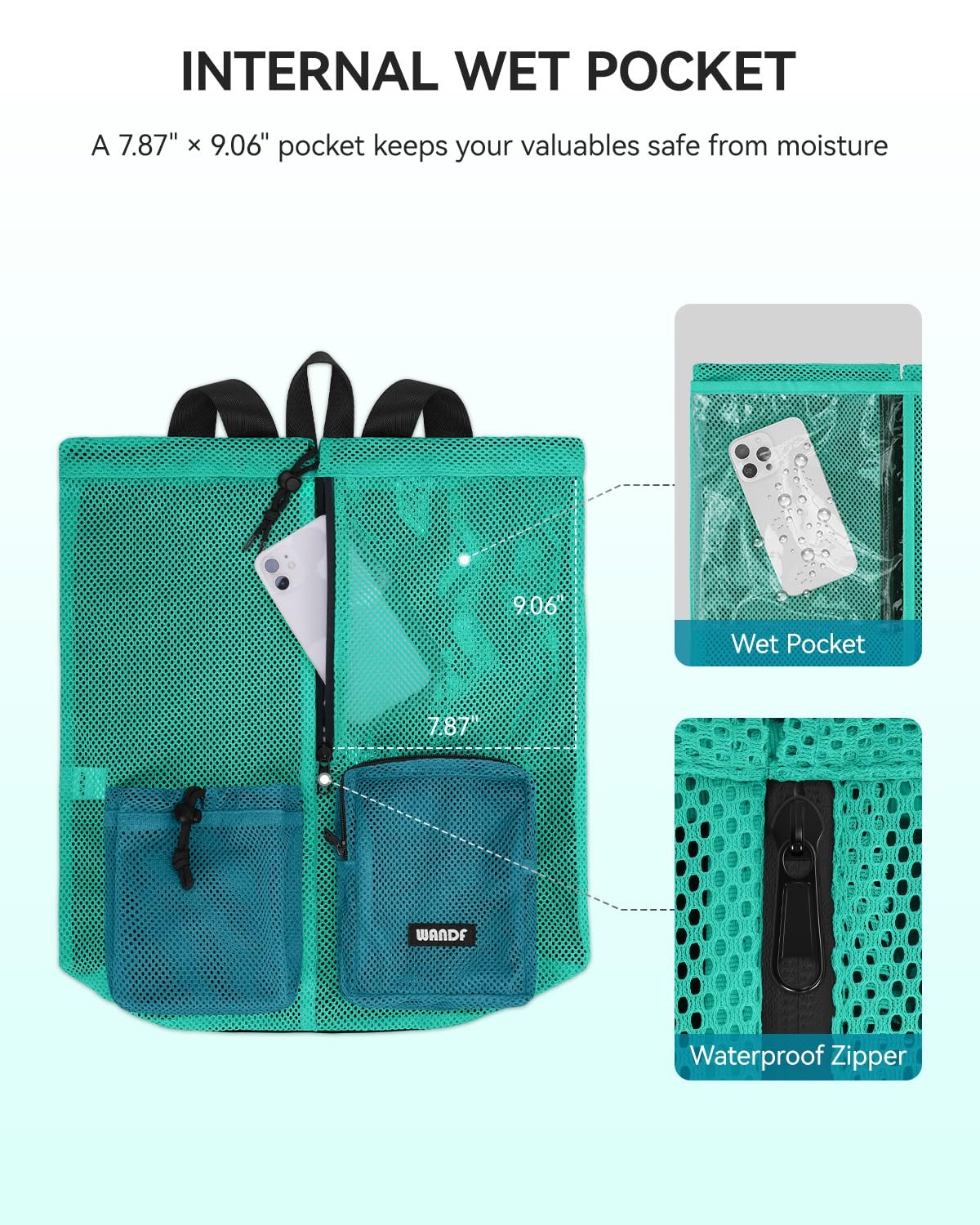 Swim Bag Mesh Drawstring Backpack with Wet Pocket Beach Bag for Swimming Pool...