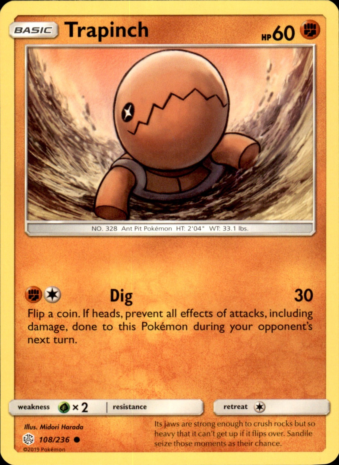 Trapinch 108/236 - Pokemon SM - Cosmic Eclipse - LP